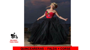 AJUAR DE QUINCEAÑERA CON CORSÉ COLOR NEGRO