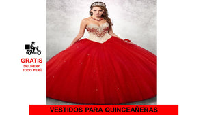 AJUAR DE QUINCEAÑERA CON CORSE COLOR ROJO